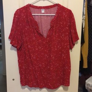 Old Navy Red floral top size XL